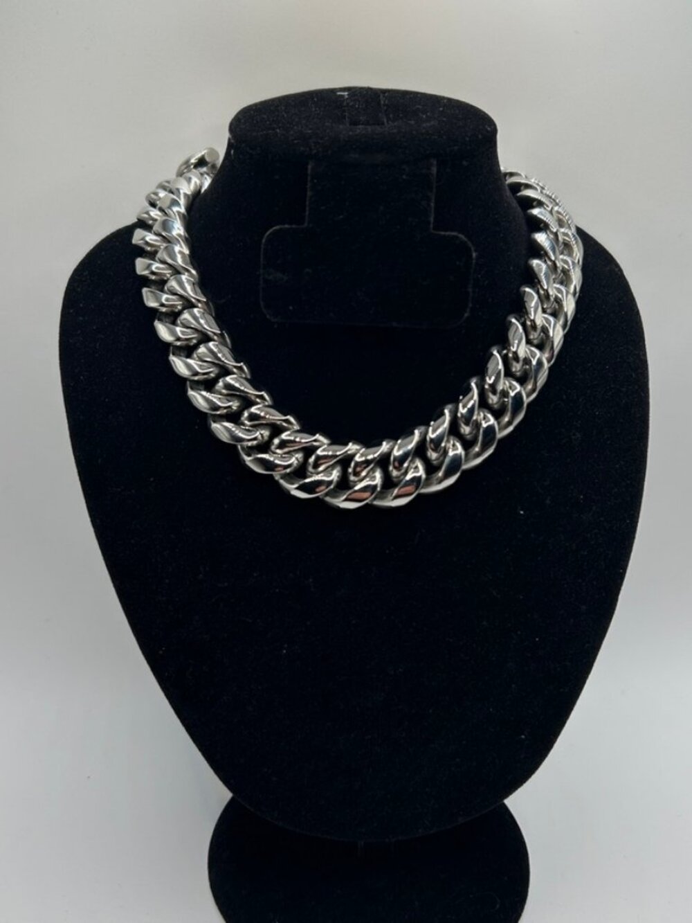 Cuban Chain Bracelet Real Silver Stainless Steel Plated 18mm 18in 14mm 7in Mens